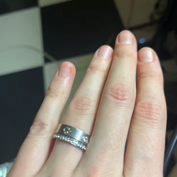 Gold Clover Eternity Band with Pavé Crystals Ring Set - Picture 9 of 9